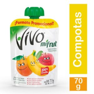 Compota Mi Frut Vivo Sabor Naranja, Manzana y Plátano 70gr x 12 Un