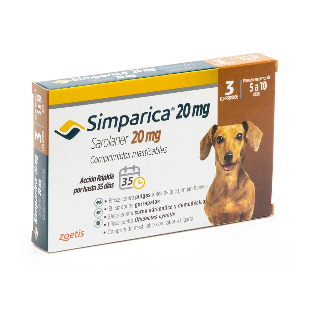 ANTIPARASITARIO SIMPARICA 20 MG 5 - 10 KG 3 COMP